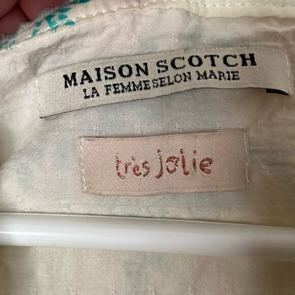 Scotch & Soda Women's Floral Blouse 3/4 length sleeve Button front Cream Size XS - Picture 7 of 11